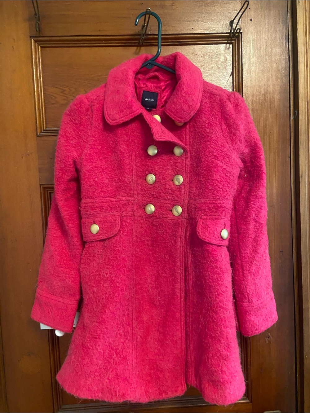 GAP Kids Hot Pink Wool Blend Double-Breasted Coat